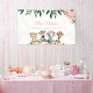 Banderoles Cute Wild Jungle Safari Animals Birthday Parade