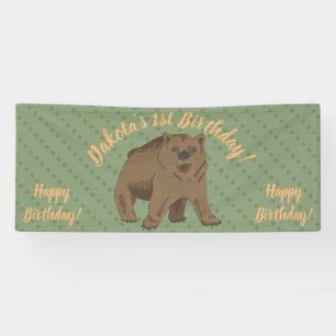 Banderoles Cute Woodland Brown Bear Cub Anniversaire