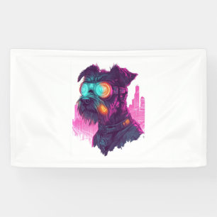 Banderoles Cyberpunk Schnauzer - Chien néon futuriste