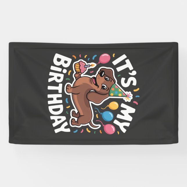 Banderoles Dachshund It's My Birthday (Horizontal)