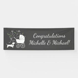 Banderoles Dachshund Weiner Baby shower de chien French Pink 