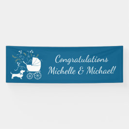 Banderoles Dachshund Wiener Chien Baby shower Blue Boy