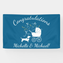 Banderoles Dachshund Wiener Chien Baby shower Blue Boy
