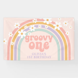 Banderoles Daisy Groovy One Pastel arc-en-ciel premier annive