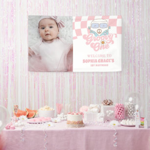 Banderoles Daisy & Retro Van Pink Super 1er anniversaire