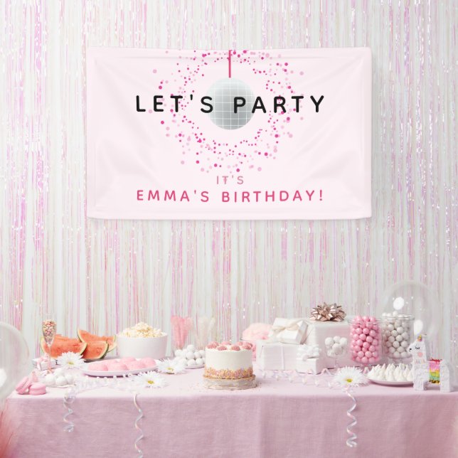 Banderoles Dance Disco Ball Party Personnalisé Rose Black Par (Fête)