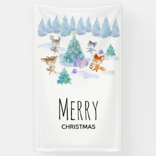 Banderoles Danse Animaux de forêt Noël Aquarelle