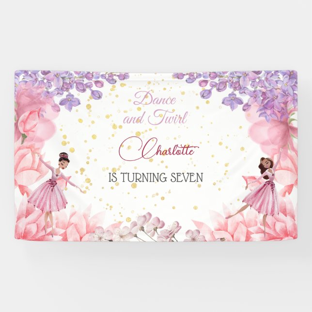 Banderoles Danse et ballerine tourbillon anniversaire (Horizontal)