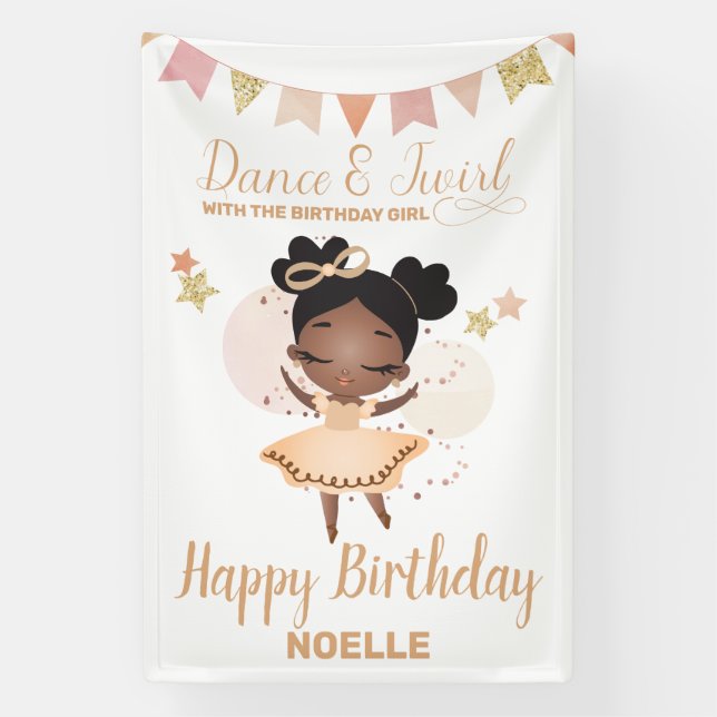 Banderoles Danse & Twirl, Princesse Ballerina avec Bow Annive (Verticale)