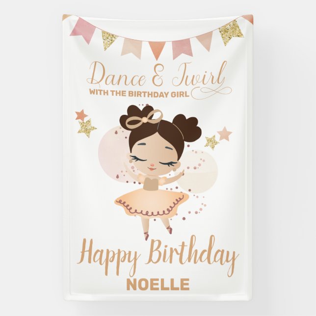 Banderoles Danse & Twirl, Princesse Ballerina avec Bow Annive (Verticale)
