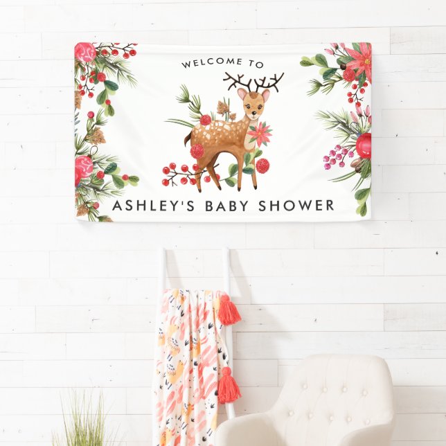 Banderoles Darling Reindeer | Baby shower de Noël Bienvenue (En situation)