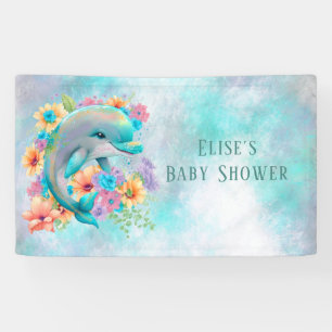 Banderoles Dauphin adorable et Baby shower floral