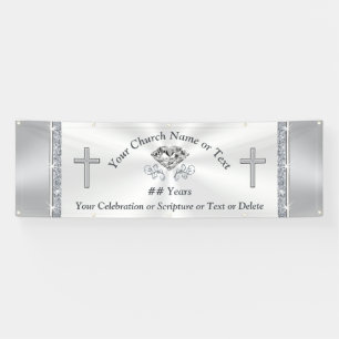 Banderoles de l'Église blanche diamant d'argent j