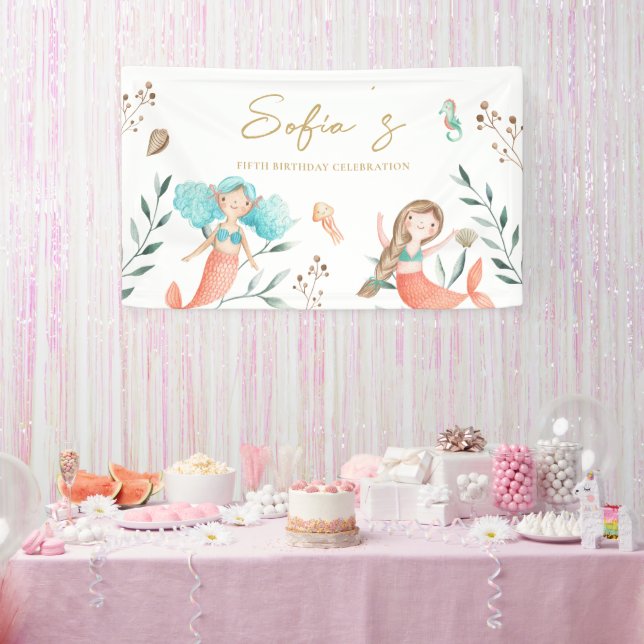 Banderoles De mignonnes sirènes sous la mer (Fête)