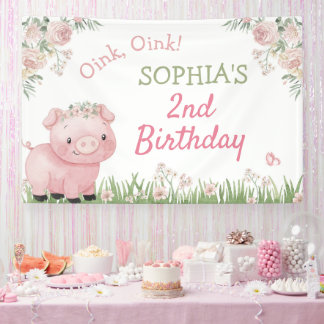 Banderoles Décoration Fille Cochon, Piggy Anniversaire