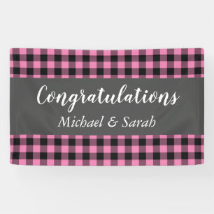 Banderoles Deer Country Baby shower fille rose plaid