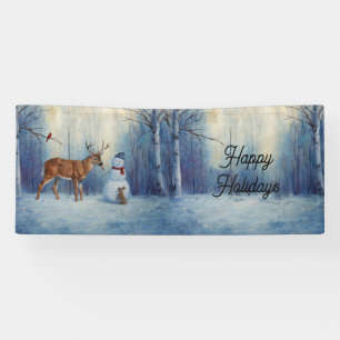 Banderoles Deer et Happy Snowman hiver de vacances scène