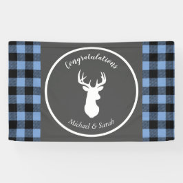 Banderoles Deer Hunter Lodge Baby shower Antlers Boy Blue