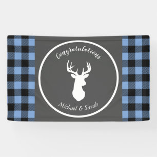 Banderoles Deer Hunter Lodge Baby shower Antlers Boy Blue