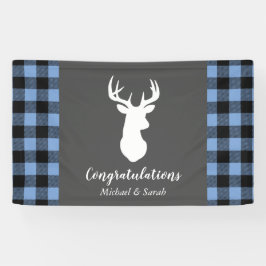 Banderoles Deer Hunter Lodge Baby shower Antlers Boy Blue