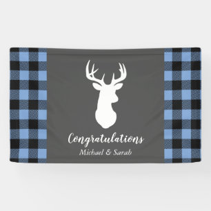 Banderoles Deer Hunter Lodge Baby shower Antlers Boy Blue