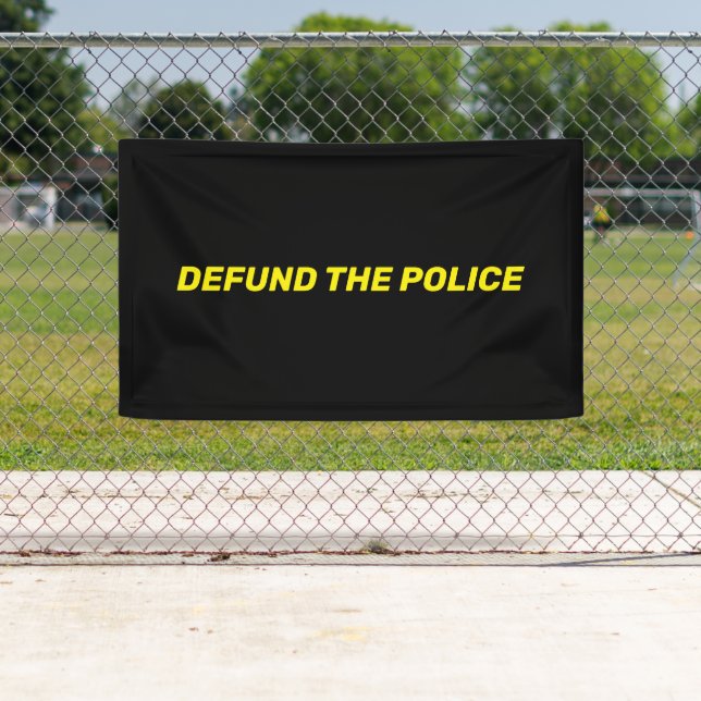 Banderoles Defund La police typographie jaune noir moderne (En situation)