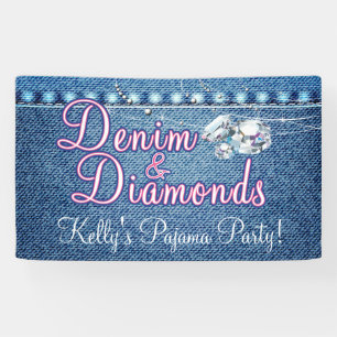 Banderoles Denim et Diamonds Party avec rose