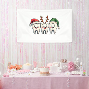 Banderoles Dentiste Noël Dental Père Noël Floss Xmas Tree