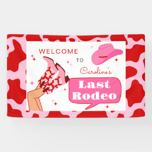Banderoles Dernière Bienvenue au Rodéo Rouge et Rose pour l'E