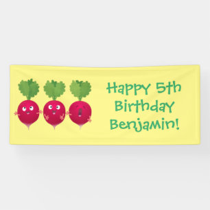 Banderoles Des radis mignons chantant des légumes de dessin a
