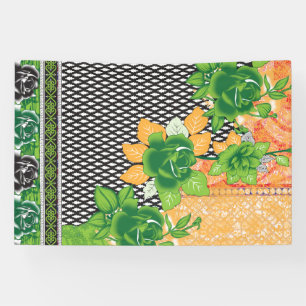 Banderoles design d'un mur vert et jaune suspendu