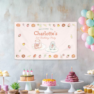 Banderoles desserts rose sucré Accueil anniversaire de enfant