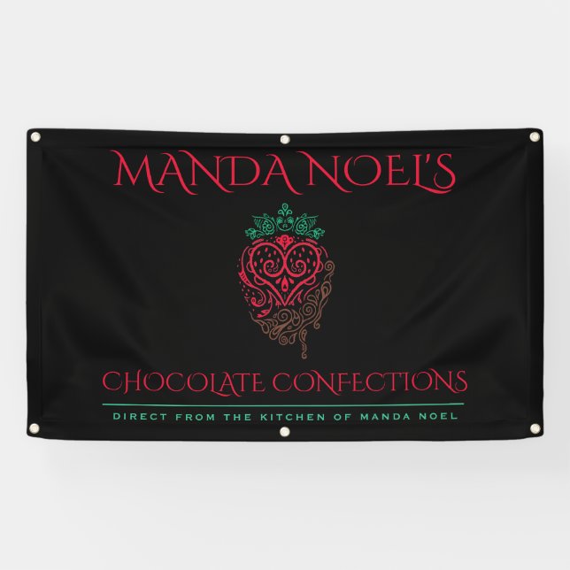 Banderoles dessin de doodé de fraise chocolat (Horizontal)