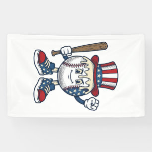 Banderoles Dessin de mascot de baseball patriotique gravure v