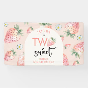 Banderoles Deux anniversaire de enfant de fraise sucrée