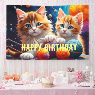 Banderoles Deux chatons mignons avec des boules de fil
