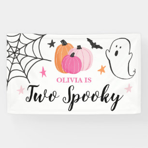 Banderoles Deux citrouilles roses Halloween effrayantes pour