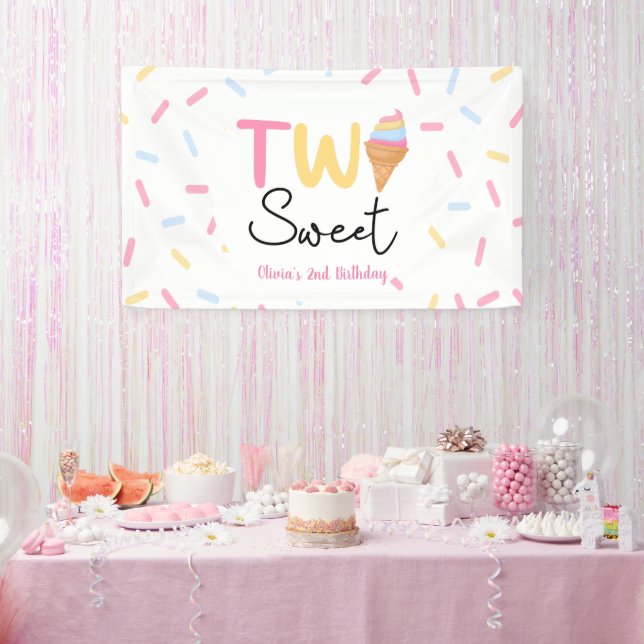 Banderoles Deux crème glacée douce Deuxième fête d'anniversai (Fête)