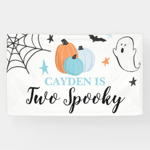 Banderoles Deux Éffrayants Halloween bleu citrouille 2e anniv