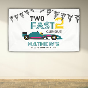 Banderoles Deux Fast 2 Curieux Race Car 2e fête d'anniversair