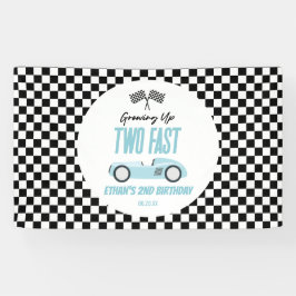Banderoles Deux Fast Blue Race Car 2e fête d'anniversaire