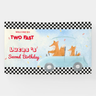 Banderoles Deux Fast Red Fox Race Car 2ème HBD Party