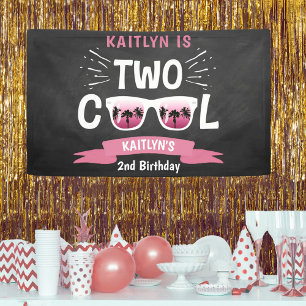 Banderoles Deux filles Cool en tableau noir 2e anniversaire