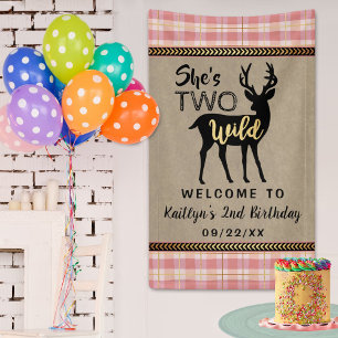 Banderoles Deux Filles sauvages Bois Cerf 2e anniversaire Bie