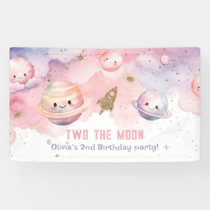 Banderoles Deux la Lune Girl Planets Espace 2e anniversaire