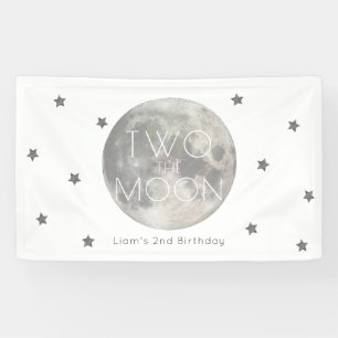 Banderoles Deux Lune Blanc Argent Boy 2e anniversaire