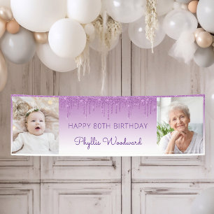 Banderoles Deux photo Purple Dripping Parties scintillant 80e