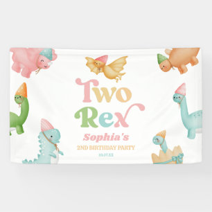Banderoles Deux Rex Dinosaur 2ème fête d'anniversaire