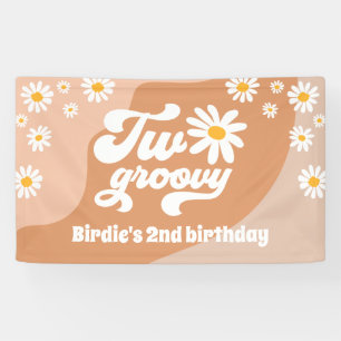 Banderoles Deux Super 2ème anniversaire fête Retro Daisy Bi