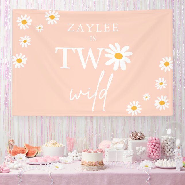 Banderoles Deux Wild 2e fête d'anniversaire Boho Daisy Bienve (Fête)